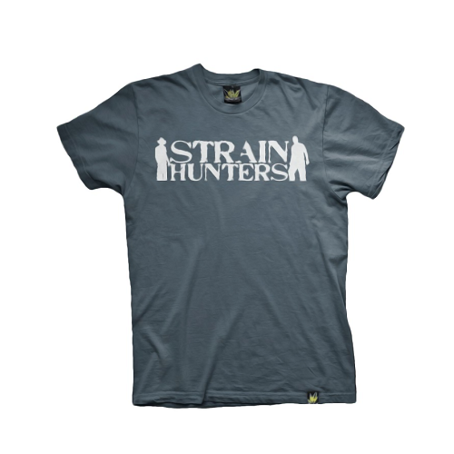 Camiseta Strain Hunters Azul  Logo  - Branca