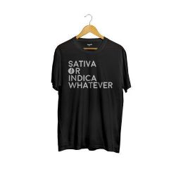 Camiseta SmartShop Unisex Preta Logo Cinza - Sativa or Indica Whatever