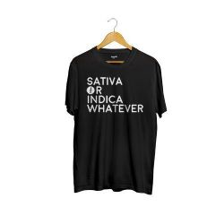 Camiseta SmartShop Unisex Preta Logo Branca - Sativa or Indica Whatever